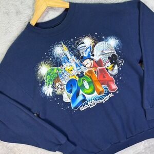 Disney Unisex M Navy 2014 Walt Disney World Crewneck Sweatshirt Mickey Goofy